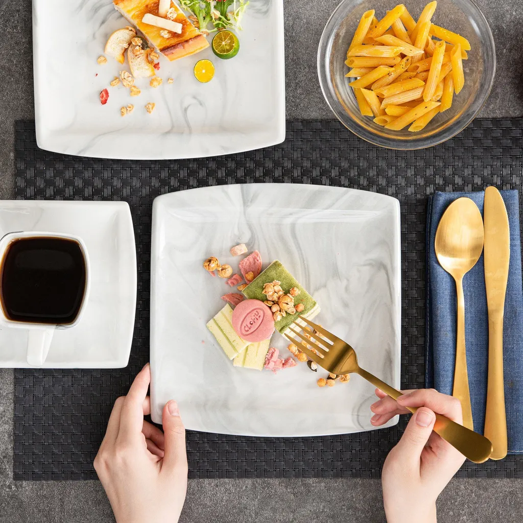 MALACASA, Serie Blance, 36 Tlg. Set Marmor Porzellan Kaffeeservice Geschirrset, Mit 12 Stück Kuchenteller, 12 Stück 180ml Tasse Und 12 Stück Untertasse Für 12 Personen 9 MALACASA, Serie Blance, 36 Tlg. Set Marmor Porzellan Kaffeeservice Geschirrset, Mit 12 Stück Kuchenteller, 12 Stück 180ml Tasse Und 12 Stück Untertasse Für 12 Personen – Bild 7