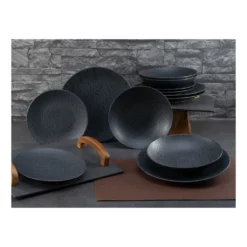 CreaTable, 20540, Serie Schiefer Black , Geschirrset, Teller Set 12 Teilig -Esstisch Lieferungen Rabatte 9d6ae4f7ec22582b00cefe77bab1f852