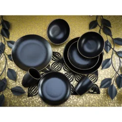 CreaTable 22699 Kombiservice Industrial Gold BLACK Für 4 Personen, Steinzeug, Schwarz (1 Set, 16-teilig) -Esstisch Lieferungen Rabatte 9ebeeff3b3e82501f721d48e4596b7d9