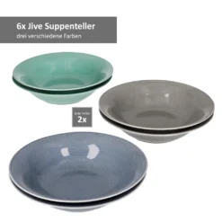 24tlg Geschirrset Jive 6Pers Kaffeebecher Suppenteller Kuchenteller Speiseteller Porzellan Bunt -Esstisch Lieferungen Rabatte a18a5e13d4c7bd733bd70fad85307fa6