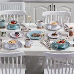 Tafelservice Steingut, Vancasso VINE Ess Geschirrset, 32-teiliges Kombiservice Mit Je 8 Speisetellern, Kuchentellern, Schalen Und Tassen Für 8 Personen, Geprägte Liane -Esstisch Lieferungen Rabatte a2111657671e4d854d457bcbf7e8c97e