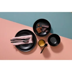 Mammoet Moon Geschirrset 6 Personen, Steingut, Bestehend Aus Tiefen Und Flachen Tellern Sowie Schalen – Je 6 Stück, Matt Schwarz, Moderne Form, Spülmaschinenfest -Esstisch Lieferungen Rabatte a37967058c9525d9c789182f0c325e72