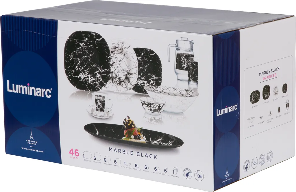Tafelservice Marble Black 46 Tlg. LUMINARC 10 Tafelservice Marble Black 46 Tlg. LUMINARC – Bild 8