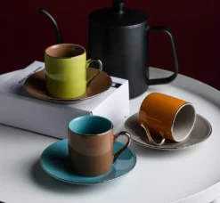 Artvigor, Porzellan Kaffeeservice, Bunt 12 Teilig Kaffee Set, Mit 6 Espressotassen 80 Ml, 6 Untertassen, Mehrfarbig -Esstisch Lieferungen Rabatte b6a804489696794dc738febca252c013