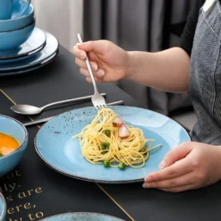 Vancasso Serie Navia Oceano, 16 Teilig Essservice Set Aus Steingut, Tafeiservice Für 4 Personen, Wasserblau, Vintage Aussehen, Natur Design -Esstisch Lieferungen Rabatte b84febd1f36becd90ea6054b27cfad0b