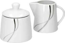 Van Well Kombiservice Silver Night 62-tlg 6 Personen, Tafel + Kaffee + Zubehör, Linien-Dekor -Esstisch Lieferungen Rabatte bab90bed9bb372e13ab0e12a2c6855e2