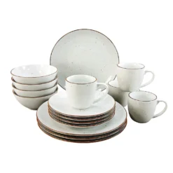 CreaTable 20317 Kombiservice Vintage Nature Für 4 Personen, Porzellan, Weiß (1 Set, 16-teilig)