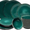 Tafelservice - Blaugrün - Keramik - Für 6 Personen - Mit Prägung -Esstisch Lieferungen Rabatte bf9bc562d8366ce3ae0d0ffc2d337288