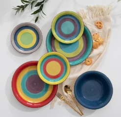 Tafelservice Steingut, Vancasso ARCO 36-teiliges Kombiservice Set, Vintage Geschirrservice Mit Je 12 Speiseteller, Kuchenteller Und Suppenteller, Für 12 Personen, Regenbogen Stil -Esstisch Lieferungen Rabatte c560f28ec930ecb47121dc653464fe96