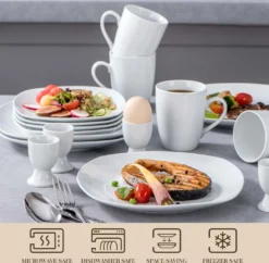 MALACASA, Serie Elisa, 40 Teilig Set Porzellan Tafelservice Kombiservice Geschirrset Mit Dessertteller, Speiseteller, Müslischalen, Eierbecher, Becher Für 8 Personen -Esstisch Lieferungen Rabatte c82493427d72c8946a45f12bec801de2