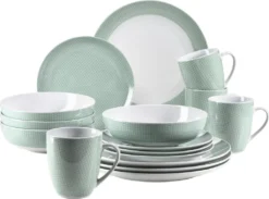 Mäser 931565 Kombiservice Kitchen Time II Für 4 Personen, Porzellan, Grün (1 Set, 16-teilig)