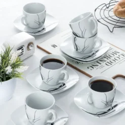 VEWEET, Serie 'Fiona', 100-teilig Porzellan Tafelservice Set, Kombiservice Mit Dessertteller, Speiseteller, Suppenteller, Müslischalen, Kaffeebecher, Kaffeetassen Set, Eierbecher, Milch- Und Zuckerset -Esstisch Lieferungen Rabatte d16b153ef34df0dc09c4ecd45411aa9f