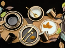 CreaTable 23594 Kombiservice Modern Industrial Für 4 Personen, Steinzeug, Schwarz/gold (1 Set, 12-teilig) -Esstisch Lieferungen Rabatte d22a1d50bca2edf61b5f287b53125c29 1