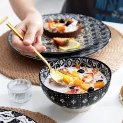 Vancasso, Haruka Porzellan Geschirrservice, 32-teilig Rund Kombiservice Geschirrset Tafelservice Für 8 Personen, Schwarz -Esstisch Lieferungen Rabatte d25436453e6773f40d029f51c54961e7