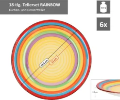 Tellerset Rainbow 18-tlg. 6 Personen Steingut Tafelservice Dessertteller Speiseteller Suppenteller -Esstisch Lieferungen Rabatte d50b7fff6cb89435fc93edcd18be9c52