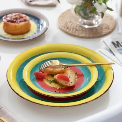 Tafelservice Steingut, Vancasso ARCO 36-teiliges Kombiservice Set, Vintage Geschirrservice Mit Je 12 Speiseteller, Kuchenteller Und Suppenteller, Für 12 Personen, Regenbogen Stil -Esstisch Lieferungen Rabatte d6d0fa5a60aafc9d7fc51c5d08357647