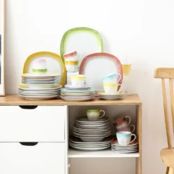 VEWEET Tafelservice 'SPARK' Aus Porzellan, 60-tlg Kombiservice, Kaffeetassen, Untertasse, Dessertteller, Speiseteller Und Suppenteller, Komplettservice Für 12 Personen -Esstisch Lieferungen Rabatte d70c7615b1817b389d4343a73e9b9f56