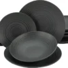 CreaTable 23205 Tafelservice Elements Collection Lava Stone Für 4 Personen, Steinzeug, Schwarz/grau (1 Set, 12-teilig) -Esstisch Lieferungen Rabatte da273beaf527a45890732504dcede803