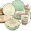 CreaTable 20310 Kombiservice Mandala Für 4 Personen, Steinzeug, Mehrfarbig (1 Set, 16-teilig)