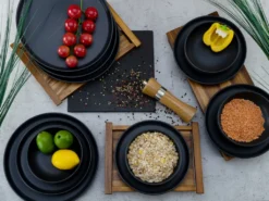 CreaTable 22979 Tafelservice Uno BLACK Für 4 Personen, Steinzeug, Schwarz (1 Set, 12-teilig) -Esstisch Lieferungen Rabatte dced08265e664219b7854a18d1a68f2f