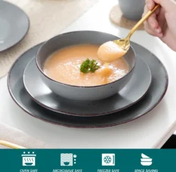 Tafelservice Steingut, Vancasso MODA Geschirrset, Vintage Aussehen, 16-teiliges Kombiservice Mit Je 4 Speisetellern, Kuchentellern, Schalen Und Becher -Esstisch Lieferungen Rabatte dd3e60146da117672dd8d69cab183521