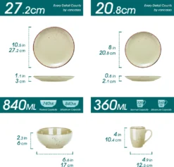 Vancasso Tafelservice Set, Navia Geschirrset Aus Steingut, 16 Teilig Kombiservice, Vintage Aussehen, Natur Design -Esstisch Lieferungen Rabatte e140d494f51fe3de3b760908017345d4