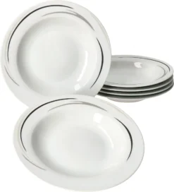 12tlg Tafel-Service Home Suppenteller Speiseteller Streifen Porzellan-Geschirr -Esstisch Lieferungen Rabatte e3b8064f32daf754e5daa2b75fad1071