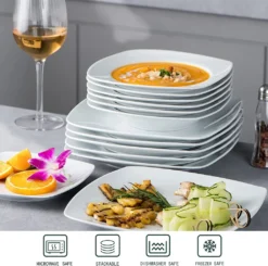 MALACASA, Serie Julia, 36 Tlg. Set Porzellan Geschirrset Tafelservice Mit Kuchenteller, Flachteller Und Suppenteller Für 12 Personen -Esstisch Lieferungen Rabatte e93b2377775e97d11bf55dbe5e785c6f