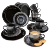 18tlg. Kaffeeservice Reactive Glaze Grey Black Steingut Teller Tasse Schwarz 1 18tlg. Kaffeeservice Reactive Glaze Grey Black Steingut Teller Tasse Schwarz -Esstisch Lieferungen Rabatte ed1334b5ac10228db14847c6d173e076