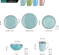 Kombiservice Porzellan, Vancasso Tafelservice Bunt, MACARON 40 Teilig Geschirrset, Mit Je 8 Speiseteller, Dessertteller, Müslischalen, Suppenteller Und Kaffeebecher Für 8 Personen -Esstisch Lieferungen Rabatte f29b04f0118ce257b6b6a387e5db37fa