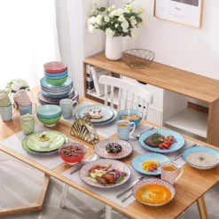 Kombiservice Porzellan, Vancasso Tafelservice Bunt, MACARON 40 Teilig Geschirrset, Mit Je 8 Speiseteller, Dessertteller, Müslischalen, Suppenteller Und Kaffeebecher Für 8 Personen -Esstisch Lieferungen Rabatte f330202d9c9c3079e9cc9ff2484daabb