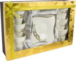 12-teiliges Medusa Mäander Kaffeeservice Mit Goldschliff Kaffeetassen Für 6 Personen 6 Tassen + 6 Untertassen Weiß-Gold Genießen Servieren Kaffee -Esstisch Lieferungen Rabatte f387cbf7af524789870ff9b9fe412709