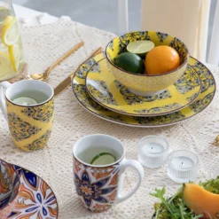 Vancasso Tafelservice Porzellan, JASMIN 16 Teiliges Essgeschirr Kombiservice, Handbemaltes Geschirrset Für 4 Personen, Böhmischer Stil -Esstisch Lieferungen Rabatte f44533614470ea4bdbd47439196e5533