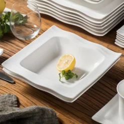 MALACASA, Serie Mario, 60 Tlg. Cremeweiß Porzellan Geschirrset Tafelservice Mit Je 12 Kaffeetassen, 12 Untertassen, 12 Dessertteller, 12 Suppenteller Und 12 Speiseteller -Esstisch Lieferungen Rabatte f578d749550254a5e69ece3a0893770d